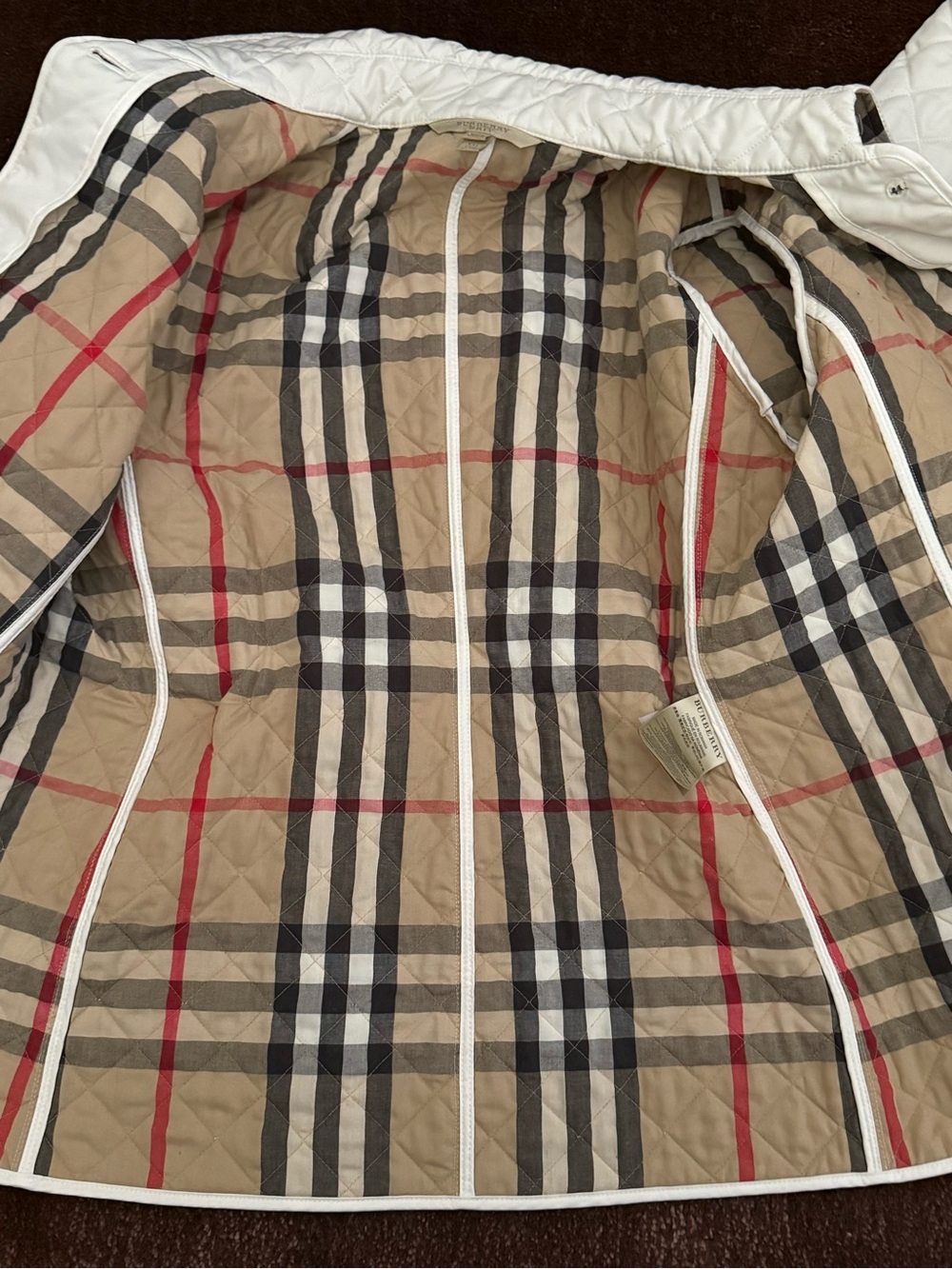 BURBERRY BRIT Chalk White Classic Quilted Nova Check Jacket Coat XL/XXL $980 - Picture 8 of 15